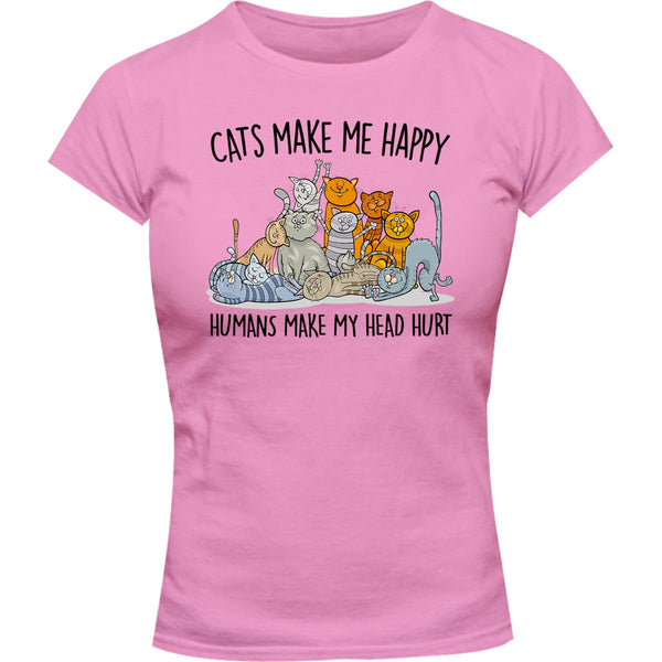 Cats Make Me Happy - Ladies Slim Fit Tee