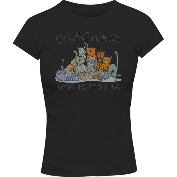 Cats Make Me Happy - Ladies Slim Fit Tee