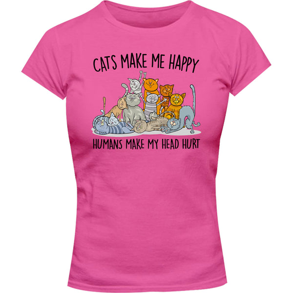 Cats Make Me Happy - Ladies Slim Fit Tee