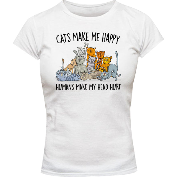 Cats Make Me Happy - Ladies Slim Fit Tee