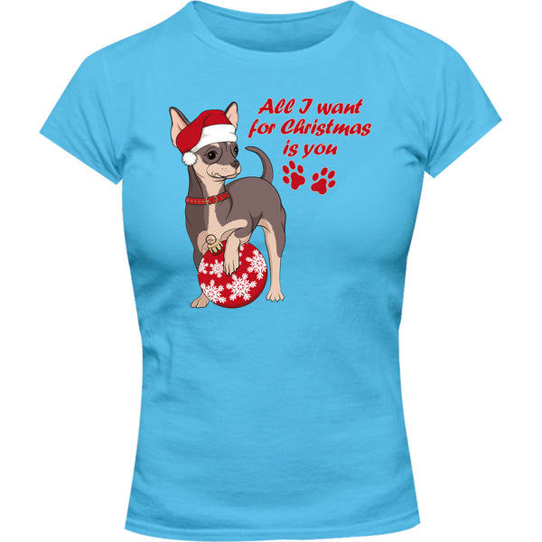 Chihuahua Christmas Bauble - Ladies Slim Fit Tee