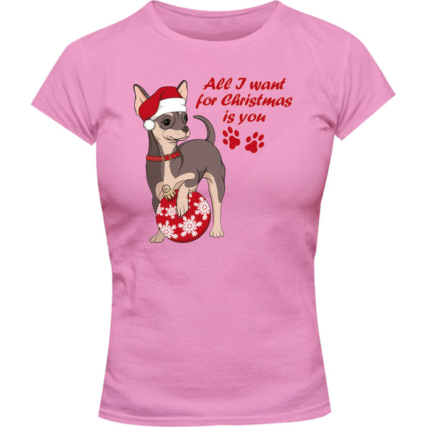 Chihuahua Christmas Bauble - Ladies Slim Fit Tee