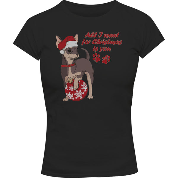 Chihuahua Christmas Bauble - Ladies Slim Fit Tee