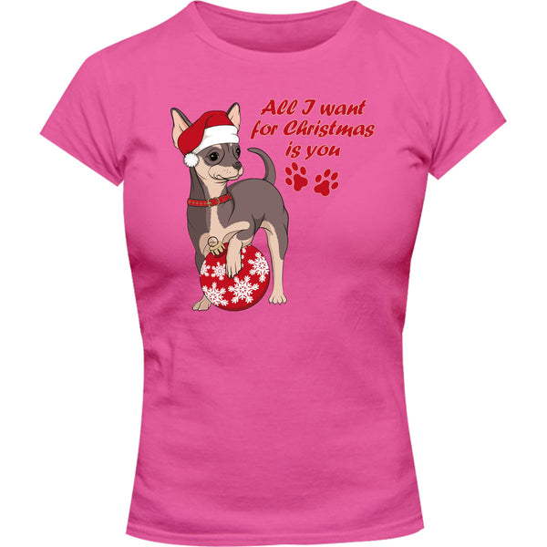 Chihuahua Christmas Bauble - Ladies Slim Fit Tee