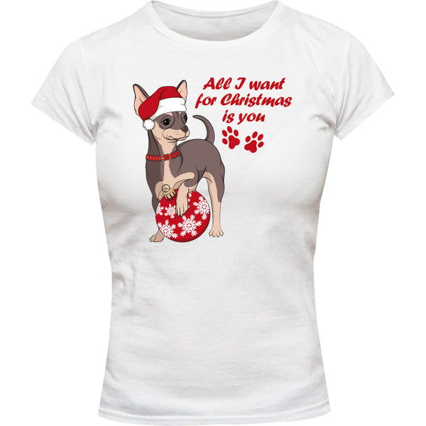 Chihuahua Christmas Bauble - Ladies Slim Fit Tee