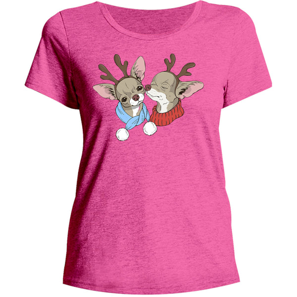 Chihuahuas In Deer Costumes - Ladies Relaxed Fit Tee