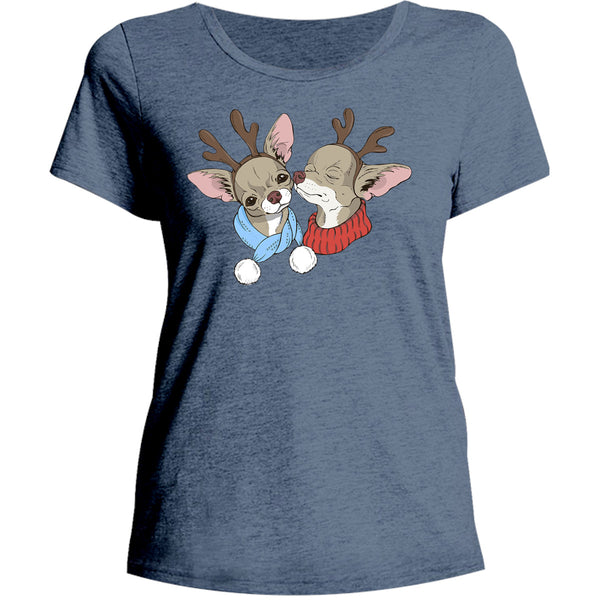 Chihuahuas In Deer Costumes - Ladies Relaxed Fit Tee