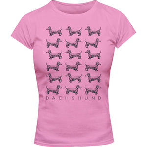 Dachshund Multi - Ladies Slim Fit Tee - Graphic Tees Australia