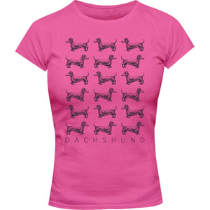 Dachshund Multi - Ladies Slim Fit Tee - Graphic Tees Australia