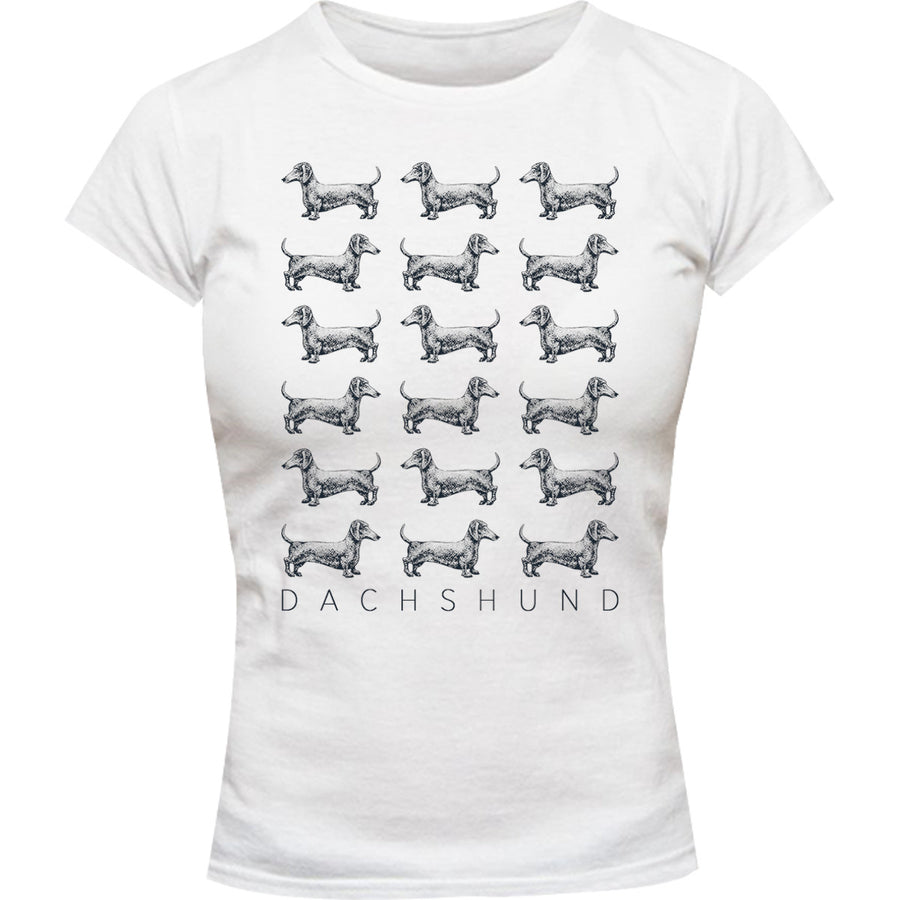 Dachshund Multi - Ladies Slim Fit Tee - Graphic Tees Australia