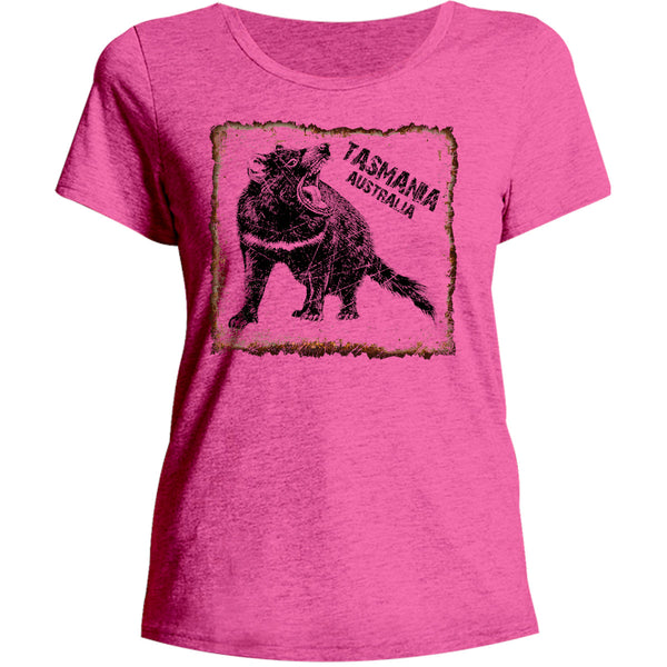 Devil Tin Plate Tasmania - Ladies Relaxed Fit Tee - Graphic Tees Australia