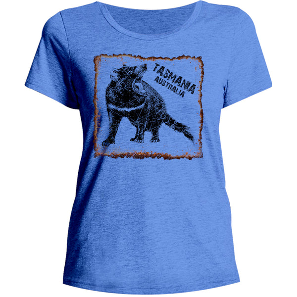 Devil Tin Plate Tasmania - Ladies Relaxed Fit Tee - Graphic Tees Australia