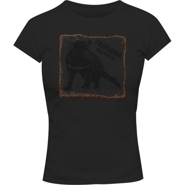 Devil Tin Plate Tasmania - Ladies Slim Fit Tee - Graphic Tees Australia