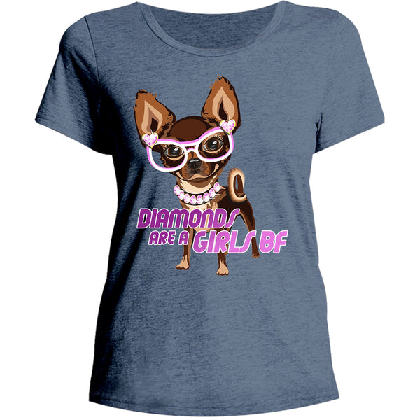 Diamonds Are A Girls BF - Ladies Relaxed Fit Tee - Graphic Tees Australia