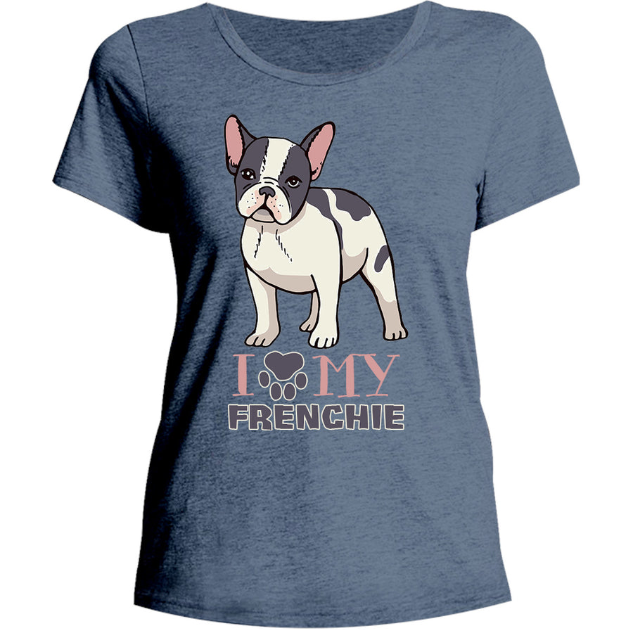 Dog Paw Love My Frenchie - Ladies Relaxed Fit Tee - Graphic Tees Australia