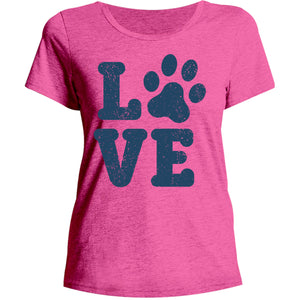 Dog Paw Print Love - Ladies Relaxed Fit Tee - Graphic Tees Australia