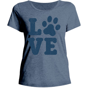 Dog Paw Print Love - Ladies Relaxed Fit Tee - Graphic Tees Australia