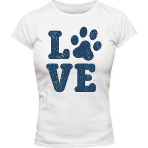Dog Paw Print Love - Ladies Slim Fit Tee - Graphic Tees Australia
