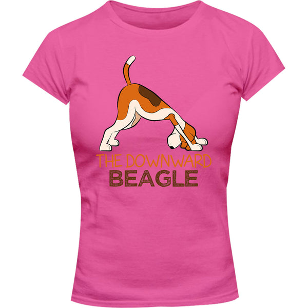 Downward Beagle - Ladies Slim Fit Tee - Graphic Tees Australia