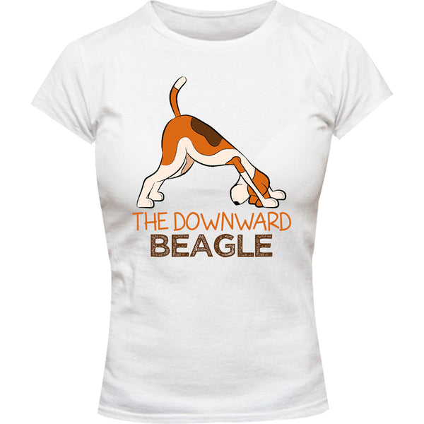 Downward Beagle - Ladies Slim Fit Tee - Graphic Tees Australia