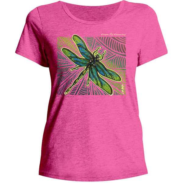 Dragonfly Dreaming - Ladies Relaxed Fit Tee - Graphic Tees Australia