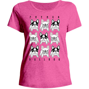 French Bulldog In Rows - Ladies Relaxed Fit Tee - Graphic Tees Australia