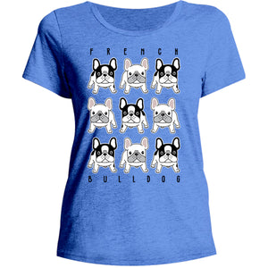 French Bulldog In Rows - Ladies Relaxed Fit Tee - Graphic Tees Australia