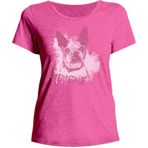 Frenchie Colour Overlay - Ladies Relaxed Fit Tee - Graphic Tees Australia