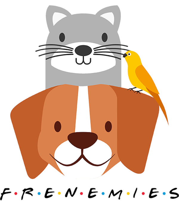 Frenemies Cat Dog Bird - Ladies Slim Fit Tee - Graphic Tees Australia