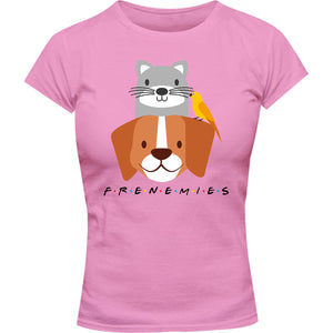 Frenemies Cat Dog Bird - Ladies Slim Fit Tee - Graphic Tees Australia