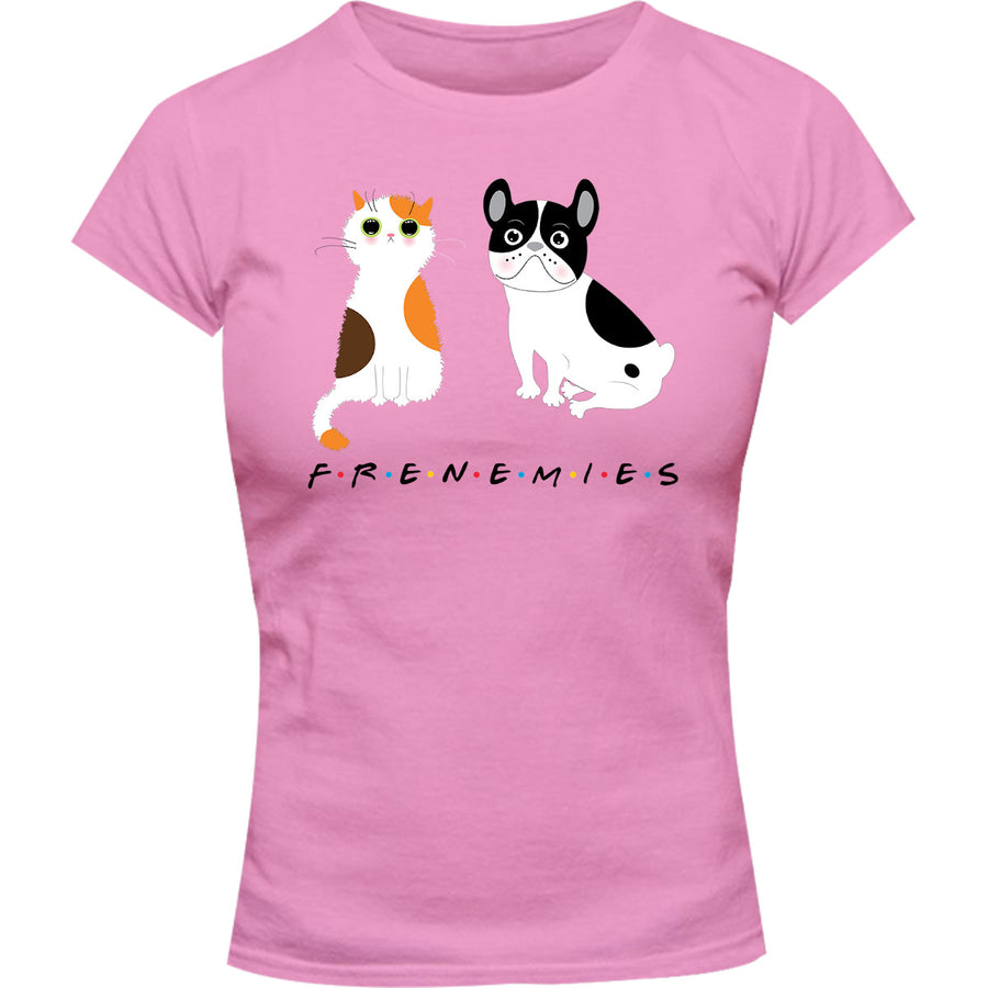 Frenemies Cat Dog - Ladies Slim Fit Tee - Graphic Tees Australia