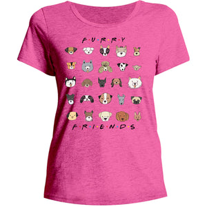 Furry Friends Dog Faces - Ladies Relaxed Fit Tee - Graphic Tees Australia