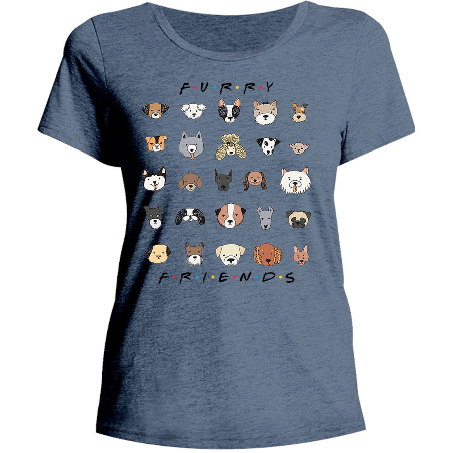 Furry Friends Dog Faces - Ladies Relaxed Fit Tee - Graphic Tees Australia