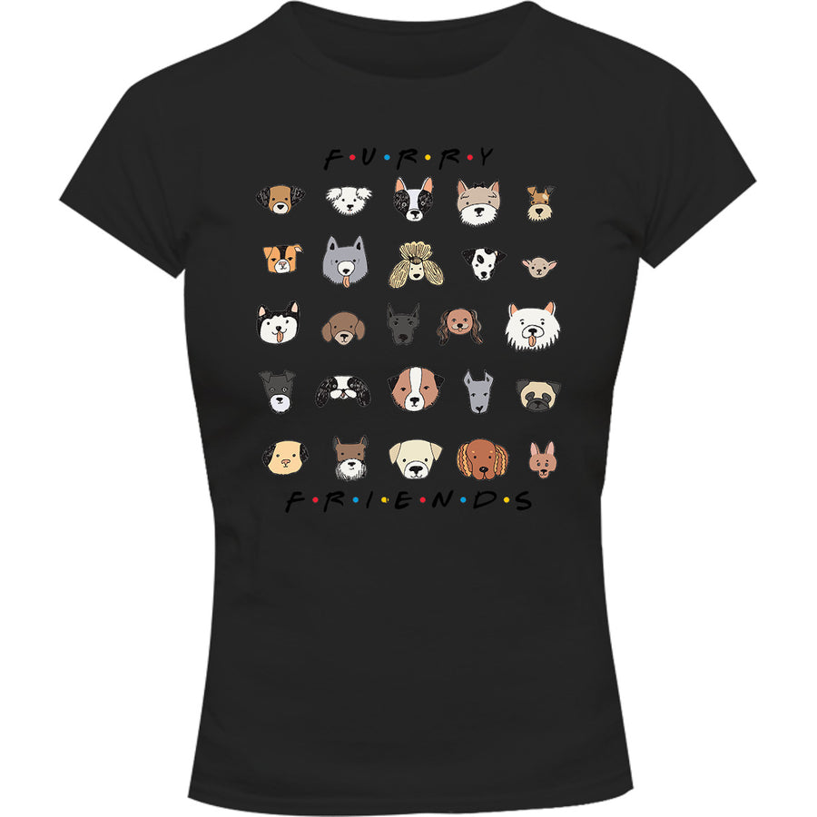 Furry Friends Dog Faces - Ladies Slim Fit Tee - Graphic Tees Australia