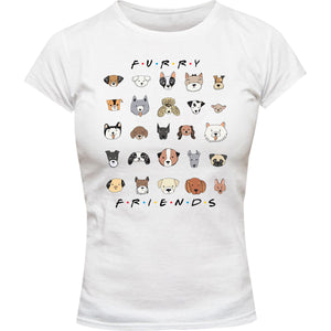 Furry Friends Dog Faces - Ladies Slim Fit Tee - Graphic Tees Australia