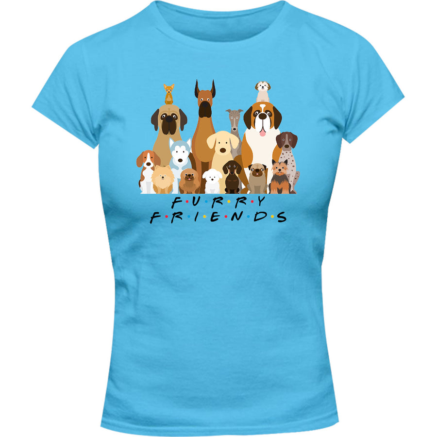 Furry Friends Group of Dogs - Ladies Slim Fit Tee - Graphic Tees Australia