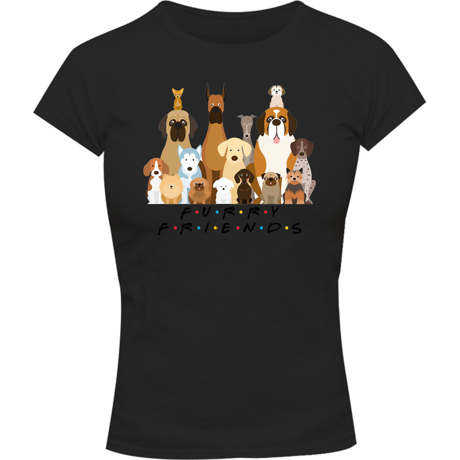 Furry Friends Group of Dogs - Ladies Slim Fit Tee - Graphic Tees Australia