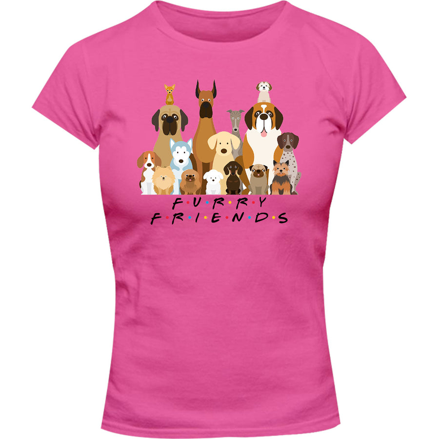 Furry Friends Group of Dogs - Ladies Slim Fit Tee - Graphic Tees Australia