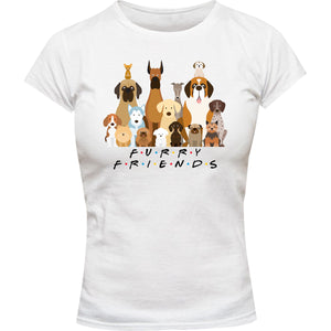 Furry Friends Group of Dogs - Ladies Slim Fit Tee - Graphic Tees Australia