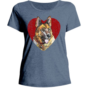 German Shepherd Heart - Ladies Relaxed Fit Tee - Graphic Tees Australia