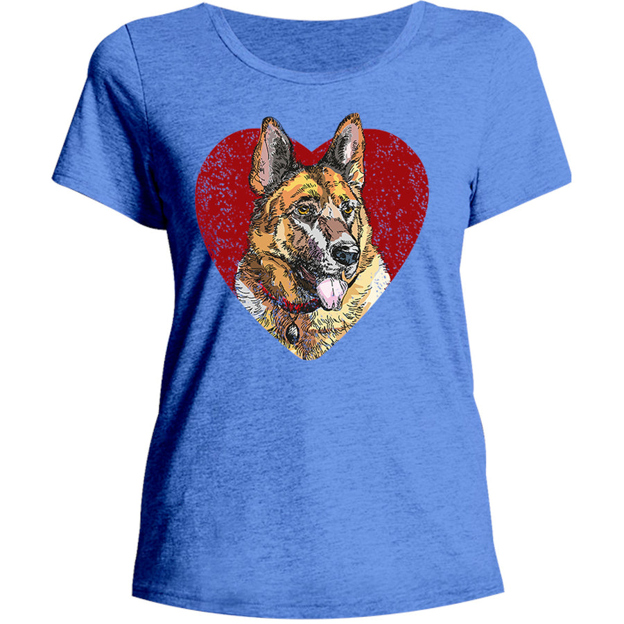 German Shepherd Heart - Ladies Relaxed Fit Tee - Graphic Tees Australia