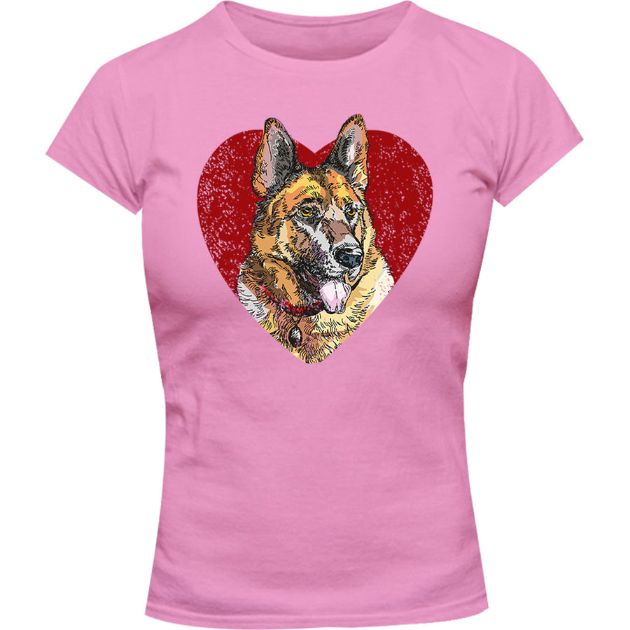 German Shepherd Heart - Ladies Slim Fit Tee - Graphic Tees Australia