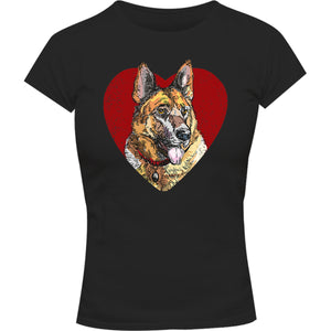 German Shepherd Heart - Ladies Slim Fit Tee - Graphic Tees Australia