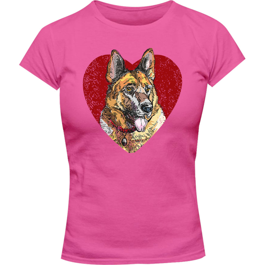 German Shepherd Heart - Ladies Slim Fit Tee - Graphic Tees Australia