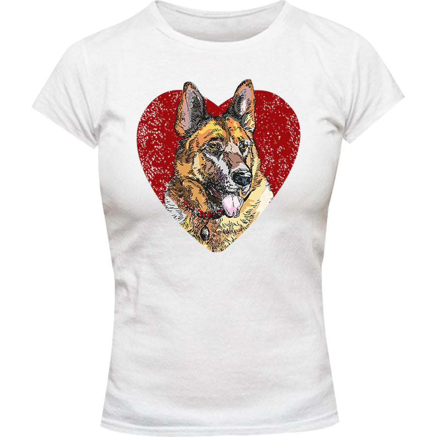 German Shepherd Heart - Ladies Slim Fit Tee - Graphic Tees Australia