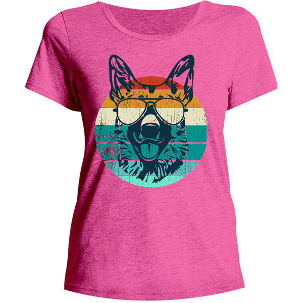 German Shepherd Retro - Ladies Relaxed Fit Tee - Graphic Tees Australia