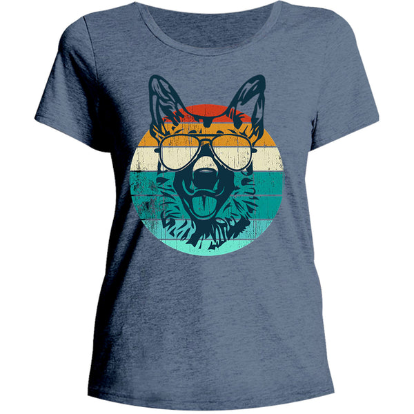 German Shepherd Retro - Ladies Relaxed Fit Tee - Graphic Tees Australia