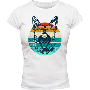 German Shepherd Retro - Ladies Slim Fit Tee - Graphic Tees Australia