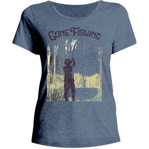 Gone Fishing - Ladies Relaxed Fit Tee - Graphic Tees Australia