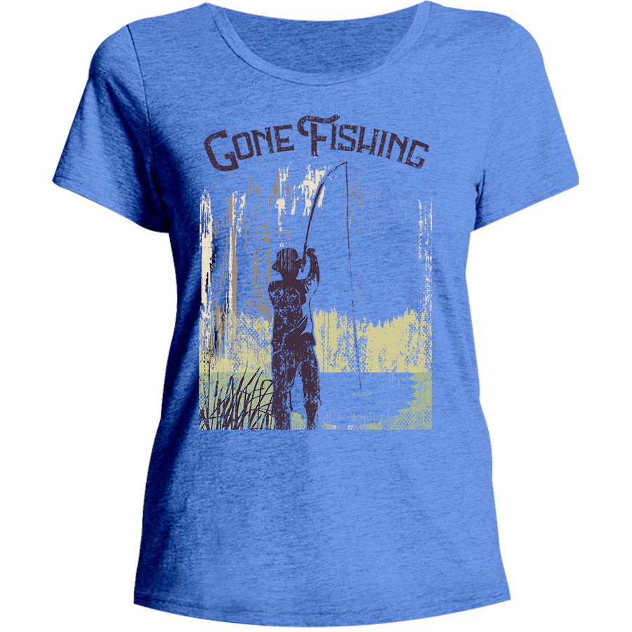 Gone Fishing - Ladies Relaxed Fit Tee - Graphic Tees Australia